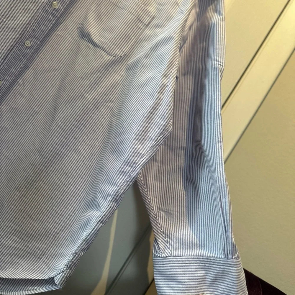 Brooks Brothers Shirt Adult 17.5 33 Non Iron Madison Purple Striped Button Down - Picture 7 of 8